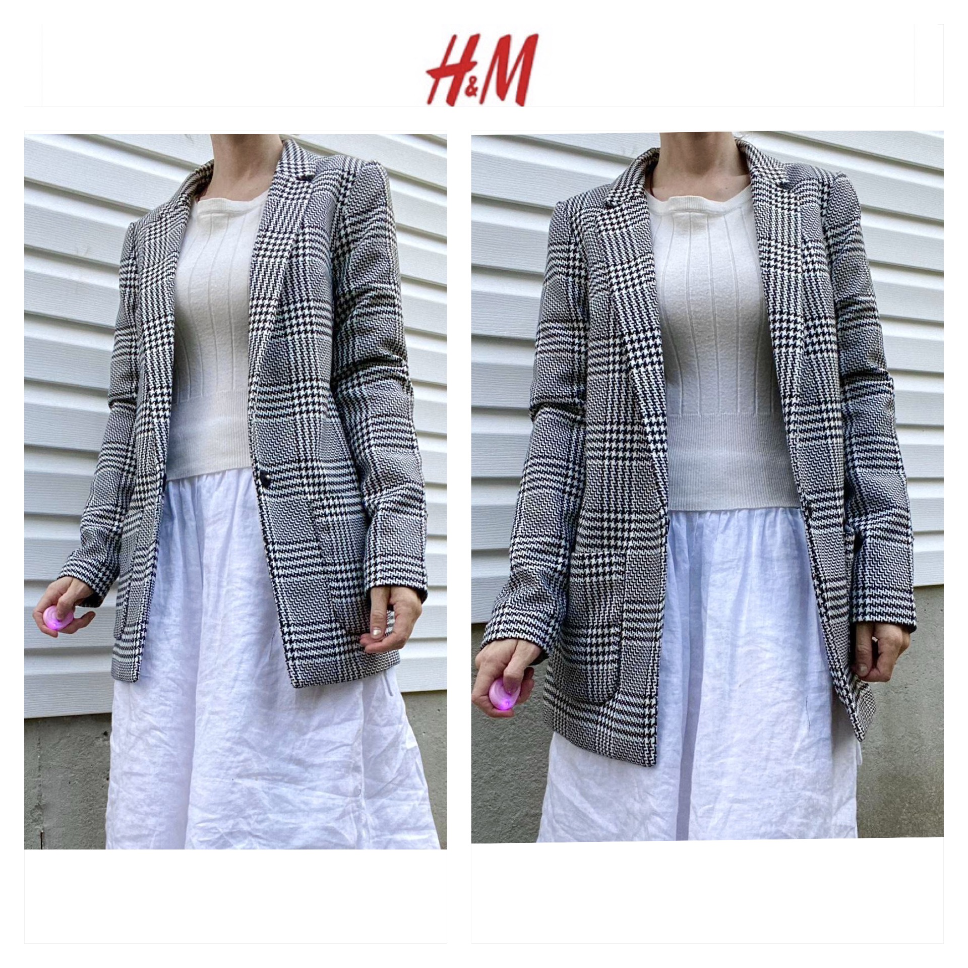 เสื้อโค้ท เสื้อคลุม ทรงสูท ลายตารางเทาดำ เสื้อคลุม เบลเซอร์ Blazer check ❄️แบรนด์✨H&M✨ แท้💯% แบรนด์ H&m