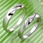 แหวนคู่ แหวนคนรัก แหวนหมั้น แหวนแต่งงาน ดีไซน์ เป็นคู่ แหวนเงิน ลายเกลียว ฝังเพชร CZ AAA เม็ดเดี่ยว 626345