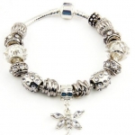 สร้อยข้อมือ Diy สไตล์ Pandora กำไลข้อมือ ร้อย Glass Bead สีใส คริสตัลแท้ ออสเตเรีย สลับ ชาร์ม ลายเงินโบราณ ห้อย จี้ ผีเสื้อ ติดเพชร CZ สวยหรู 534538