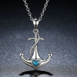 สร้อยคอผู้หญิง สร้อยคอ เงินแท้ 925 สร้อยคอ ห้อย จี้ สมอเรือ ฝังด้วย คริสตรัลแท้ สีฟ้า น้ำทะเล ของขวัญให้แฟน แทนใจ สวยหรู 680816
