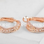 ต่างหูแฟชั่น ต่างหูออกงาน ประดับ เพชร คริสตัลแท้ แบบห่วง ฝังเพชร CZ AAA สี Rose Gold ของขวัญให้คุณผู้หญิง สุดหรู 777567