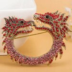 เข็มกลัดติดหน้าอกเสื้อ ตกแต่งเสื้อผ้า เข็มกลัด มังกร 2 หัว ฝังเพชร CZ AAA สวยหรู ดูทรงพลัง 986157
