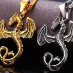 สร้อยคอ สร้อยทอง สร้อยเงิน พร้อม จี้มังกรทอง มังกรเงิน สัญลักษณ์ของจักรพรรดิ ความเป็นผู้นำ 481491