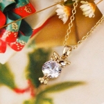 สร้อยคอ ผู้หญิง สร้อยเงิน สร้อยทอง ห้อยจี้ เพชร CZ AAA ดีไซน์ เป็น นกฮูก สีทอง และ เงิน ของขวัญให้แฟน แบบน่ารัก ๆ แทนใจ 533469