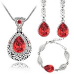 ชุดเครื่องประดับ เข้าชุด กัน ชุดเครื่องเพชร ลาย หยดน้ำ ยอดนิยม มีสร้อย ต่างหู และ สร้อยข้อมือ 247432