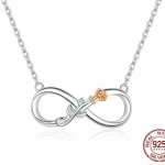 สร้อยคอ ผู้หญิง สร้อยเงินแท้ 925 พร้อมจี้เงิน ลาย เครื่องหมาย อินฟินิตี้ รักนิรันดร์ พร้อม กุหลาบ คาด 294268