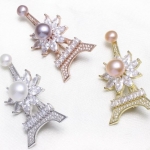 เข็มกลัดติดเสื้อ เข็มกลัดฝังเพชร CZ AAA เข็มกลัด หอไอเฟล ตกแต่ง ไข่มุก เข็มกลัด แห่งกรุงปารีส ติดเสื้อออกงาน 863302