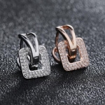 ต่างหู ตุ้มหูเพชร แฟชั่น ต่างหูเพชร CZ AAA ดีไซน์ ทรง สี่เหลี่ยม ต่างหู แบบ สาว working women ใส่เข้ากับสูท 739257