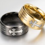 แหวนผู้ชาย แหวนทอง แหวน สีดำ แหวนไม้กางเขน ไทเทเนียม เท่ ไม่ลอก ไม่ดำ ไม่ขึ้นสนิม ของขวัญให้แฟนเท่ ๆ 513828