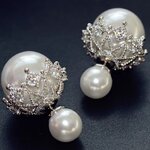 ต่างหู ตุ้มหู เพชร ทรงกลม 2 ด้าน ต่างหูเพชร เจ้าสาว แบบสวย ๆ ต่างหูใส่ออกงาน แบบหรูหรา 732403