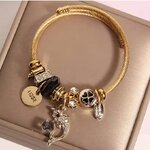 สร้อยข้อมือ กำไลข้อมือ สไตล์ pandora ห้อย จี้ปลาโลมา ฝังเพชร กำไลข้อมือวัยรุ่น แบบน่ารัก ๆ 600954