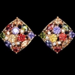 ต่างหู ตุ้มหู แบบ แป้น ตุ้มหู คริสตรัลแท้ แผง สี่เหลี่ยม อัญมณี หลากสี ตุ้มหู คริสตรัล ใส่ออกงาน สุดหรู 624257