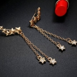 ต่างหู ตุ้มหูเพชร ตุ้มหู แบบยาว ระย้า ตุ้มหู ลายดาว สีทอง ฝังเพชร CZ AAA ต่างหูแฟชั่น สวย ๆ ใส่ออกงาน 162552