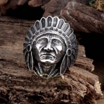 แหวน Stainless Steel แท้ ดีไซน์ หน้า อินเดียแดง แหวนเงิน สไตล์ คาวบอย เท่ ๆ แหวนผู้ชาย ของขวัญให้แฟน แทนใจ 596127