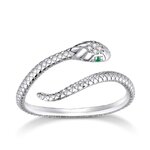 แหวนเงินแท้ 925 แหวน ลายงู ยอดฮิต ดีไซน์ ฝังเพชร CZ AAA ที่หัวงู แหวนผู้หญิง ลายงู แบบสวย ๆ 483007