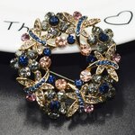 เข็มกลัดเพชร ลายผีเสื้อ ต่อกันเป็น ดอกไม้ สวยหรู เข็มกลัดเพชร โทนสีน้ำเงิน ติดเสื้อสูท ชุดราตรี ออกงาน 889997