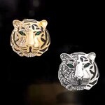 เข็มกลัด หน้าสิงห์ ฝังเพชร สีทอง สีเงิน เข็มกลัด หัวเสือ แบบเท่ ๆ ตกแต่งด้วยเพชร CZ AAA สุดหรู 104118