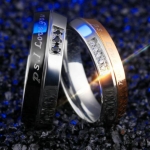 แหวนคู่ แหวนคนรัก แหวนหมั้น แหวนแต่งงาน แหวนเงิน ดีไซน์เป็นคู่ เงินตัดดำ และ เงิน Rose gold ตกแต่งเพชร 201126