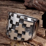 แหวน Stainless Steel แท้ ดีไซน์ ไม้กางเขน สไตล์ พั้งค์ ร็อค แนว Retro แหวนเงินเท่ ๆ วงใหญ่ ของขวัญให้แฟน แบบมีระดับ 441102
