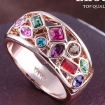 แหวนกลม แหวนทอง 18 K ประดับอัญมณี หลากสี เพชร Swiss คริสตัล no 28094