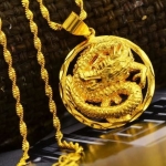 สร้อยคอ สร้อยทอง พร้อมจี้ทอง ลายมังกร ทรงกลม แบบหรู สร้อยทอง ใส่ออกงาน สร้อยพร้อมจี้ สุดหรู 435080