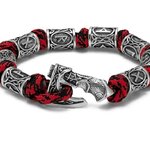 สร้อยข้อมือ ผู้ชาย แบบเท่ ๆ สายเชือก ใส่จี้ สแตนเลสแท้ ดีไซน์ ตะขอเกี่ยว สไตล์ ไวกิ้ง ใส่เที่ยว เท่ ๆ 363522