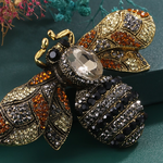 เข็มกลัด ผึ้ง ฝังเพชร ตัวใหญ่ สีแชมเปญ เข็มกลัดตกแต่งเสื้อผ้า รูปผึ้ง ขนาดใหญ่ ตกแต่งเสื้อผ้าออกงานสวย ๆ 438417