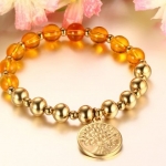 สร้อยข้อมือทอง กำไลข้อมือ สร้อยข้อมือ ลูกปัด สีทอง สุดหรู ห้อยจี้ กลม ลาย ต้นโพธิ์ สร้อยข้อมือ ใส่สวย ใส่ออกงาน ใส่เที่ยว 572428