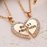 สร้อยคอคู่รัก สร้อยคอ ผู้หญิง ผู้ชาย สร้อยคอ stainless steel สำหรับ เพื่อนรัก Best Friend สีทอง ฝัง เพชร CZ AAA สุดหรู 147807