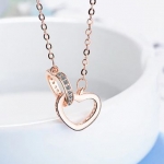 สร้อยคอ ผู้หญิง สร้อยเงินแท้ 925 พร้อม จี้เพชร หัวใจ คล้องกัน 2 ดวง สร้อยคอ ของขวัญให้แฟน แทนใจ 305809