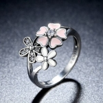แหวนเงินแท้ 925 Sterling แหวนผู้หญิง ดีไซน์ ดอกไม้ ดอกเดซี่ สีขาว สีชมพู ฝังด้วย เพชร CZ AAA สุดหรู ของขวัญวันเกิด สุดพิเศษ 617740
