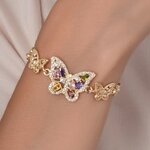 สร้อยข้อมือ ผู้หญิง ทอง ฝังเพชร พร้อม จี้ผีเสื้อ ฝังเพชร อัญมณี สีสดใส สร้อยข้อมือ ผีเสื้อใส่สวย ๆ 152191
