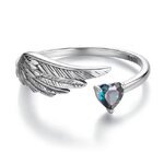 แหวนปีกนก กับ หัวใจ ฝังเพชร CZ AAA แหวนเงินแท้ แนวเรโทร แบบร็อค ๆ แหวนเงินแท้ 925 แบบปรับ size ได้ 347604_2