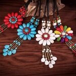 สร้อยคอลูกปัด ร้อยเป็น ดอกไม้ งานแฮนด์เมด สร้อยคอ สไตล์ยิปซี ใส่สวย ๆ สไตล์ วัยรุ่น น่ารัก ๆ 668135