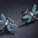 ต่างหู แฟชั่น ผู้หญิง ต่างหู แมงปอ ต่างหูเงินแท้ 925 ฝังเพชร CZ AAA สวย เก๋ ต่างหูสีฟ้า 925647