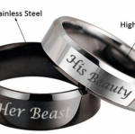 แหวนคู่ แหวนคนรัก แหวนหมั้น แหวนแต่งงาน แหวนสีดำ แหวนเงิน ลาย Beauty and the beast 351000