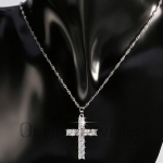 สร้อยคอ สร้อยเงิน ห้อย จี้ ไม้กางเขน สีเงิน ตกแต่ง ด้วยคริสตรัลแท้ สีขาว สร้อยคอ ใส่ออกงาน สุดหรู สร้อยคอไม้กางเขน 722556