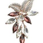 เข็มกลัดติดเสื้อ เข็มกลัด พวง ดอกไม้ แต่ง ใบด้วย เพชร CZ AAA อัญมณี สีฟ้า น้ำตาล เทา 543262