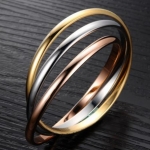 กำไลข้อมือ เงิน ทอง สี Rose Gold 3 เส้น 3 ห่วง กำไลเกลี้ยง สลับ สี สวยหรู มีระดับ ของขวัญ พรีเมี่ยม ให้แฟน สุดหรู 755818