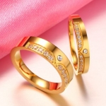 แหวนคู่ รัก แหวนหมั้น แหวนแต่งงาน แหวนทองฝังเพชร คริสตรัลแท้ สุดหรู ดีไซน์ ฝังเพชร ทั้ง 2 วง แหวนแทนใจ ให้แฟน สุดหรู 281934