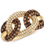 แหวนทอง แหวนผู้หญิง ฝังเพชร พลอย อัญมณี คริสตรัลแท้ สีแชมเปญ ดีไซน์ เป็น ตัว C ไขว้กัน แหวนเพชร ใส่ออกงาน 292738