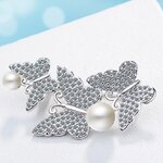 เข็มกลัดเงินแท้ 925 ฝังเพชร CZ AAA สวยหรู เข็มกลัดเงินแท้ รูปผีเสื้อ 3 ตัว เข็มกลัดติดเสื้อ แบบไฮโซ 444703