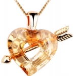 สร้อยคอ ผู้หญิง สร้อยคอ คริสตัลแท้ จาก Swarovski คริสตัล รูปหัวใจ ปักธนู สุดเก๋ อัญมณี สีส้ม สุดหรู มาพร้อมกับ สร้อยทอง ของขวัญ ยอดนิยม 867649