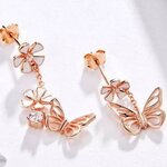 ต่างหู ตุ้มหู แฟชั่น ต่างหู ระย้า ลายผีเสื้อ สี rose gold ต่างหู แบบ 2 ข้างไม่เหมือนกัน ดีไซน์ แบบ ชิค ๆ 964277