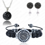 นาฬิกาข้อมือผู้หญิง ร้อยคริสตัล ชัมบาลา สีดำนิล คริสตัลแท้ ใส่ออกงาน ได้เลย เข้าชุดกับ สร้อยคอ และ ต่างหู นาฬิกาฝังเพชร ร้อย Shamballa สุดหรู 971450_6