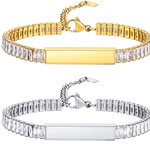 สร้อยข้อมือ ผู้หญิง ทรงแบน สแตนเลสแท้ ฝังเพชร คริสตรัลสีขาว ทำ ชื่อ logo ฟรี สร้อยข้อมือ เงิน ทอง 125400