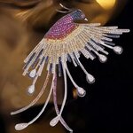 เข็มกลัด ฟีนิกซ์ ฝังเพชร CZ AAA งานละเอียด สวยหรู สีสัน สดใส เข็มกลัด นกแห่งไฟ เสริมบารมี 943209