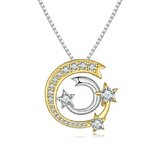 สร้อยคอเงินแท้ 925 สร้อยคอผู้หญิง มาพร้อม จี้ พระจันทร์ สีเงินทอง สวยหรู ใส่ออกงาน 207355