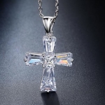 สร้อยคอ สร้อยเงิน ห้อย จี้ ไม้กางเขน คริสตรัลแท้ สีใส สร้อยคอ ไม้กางเขน สำหรับผู้หญิง ใส่ได้ทุกโอกาศ สร้อยคอ แบบสวย มีดีไซน์ 543824