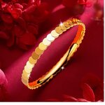 กำไลข้อมือ ทองชุบ 18 k กำไลข้อมือทอง ผู้หญิง ลายเกร็ดปลา ซ้อนกัน แบบสวย ใส่ออกงานหรูหรา 105752